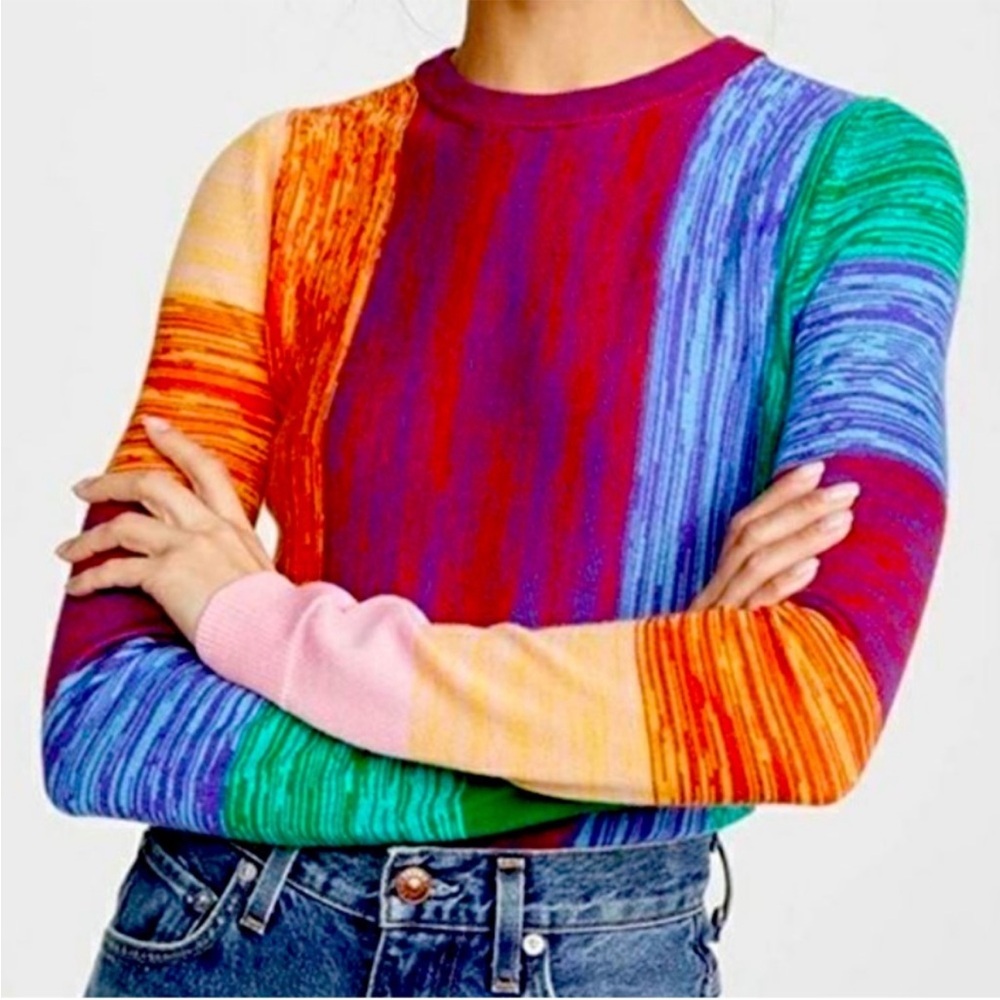 Alice + Olivia Cropped Connie Rainbow Sweater